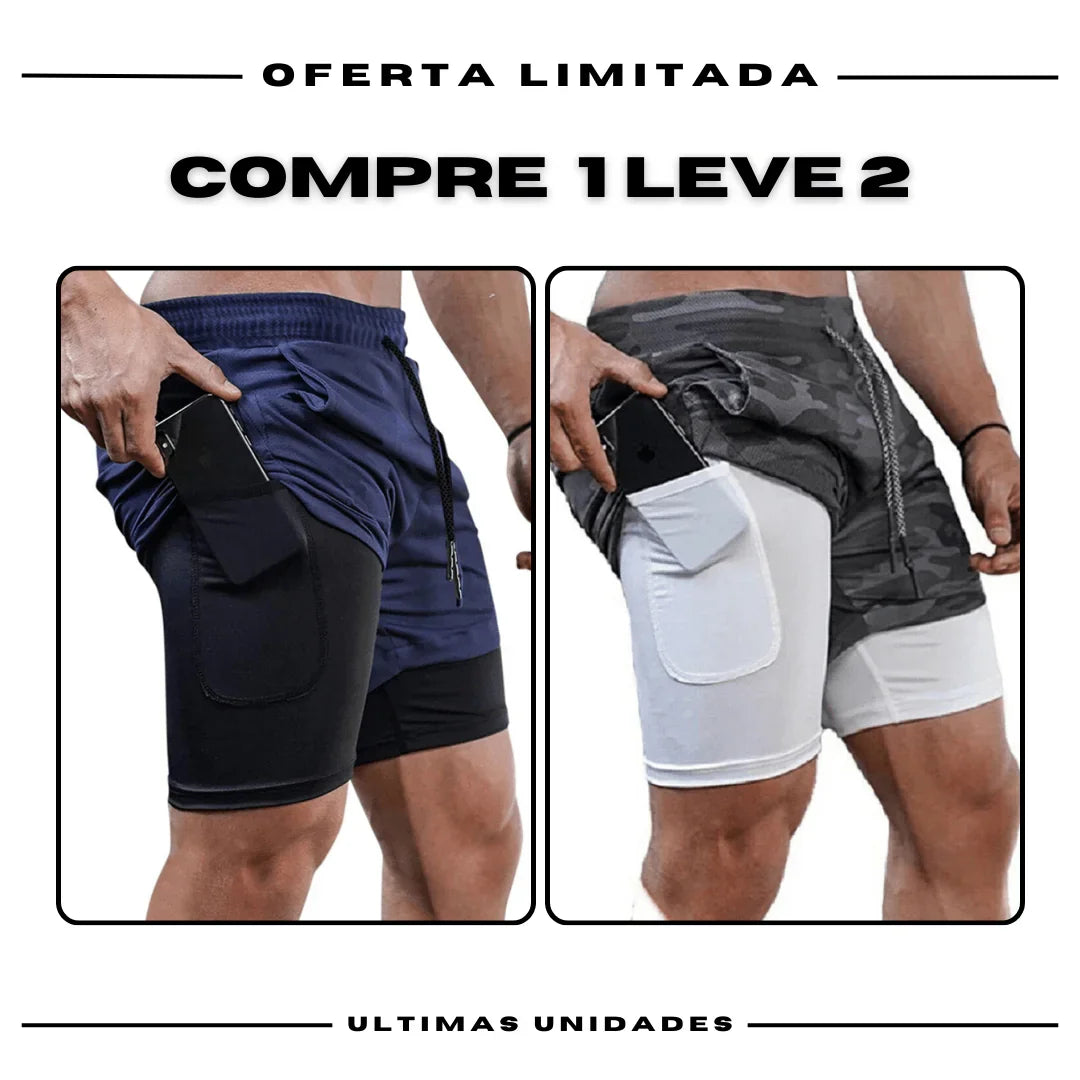 Shorts Comfort-Fit de Compressão - COMPRE 1 LEVE 2 -
