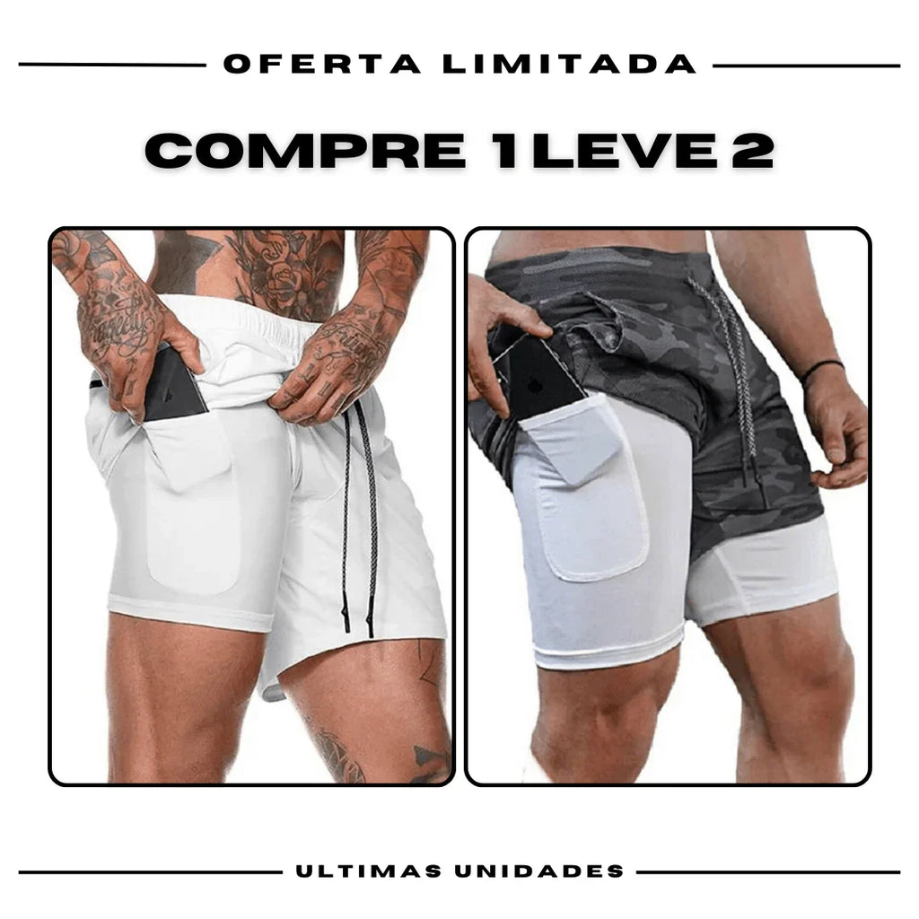 Shorts Comfort-Fit de Compressão - COMPRE 1 LEVE 2 -