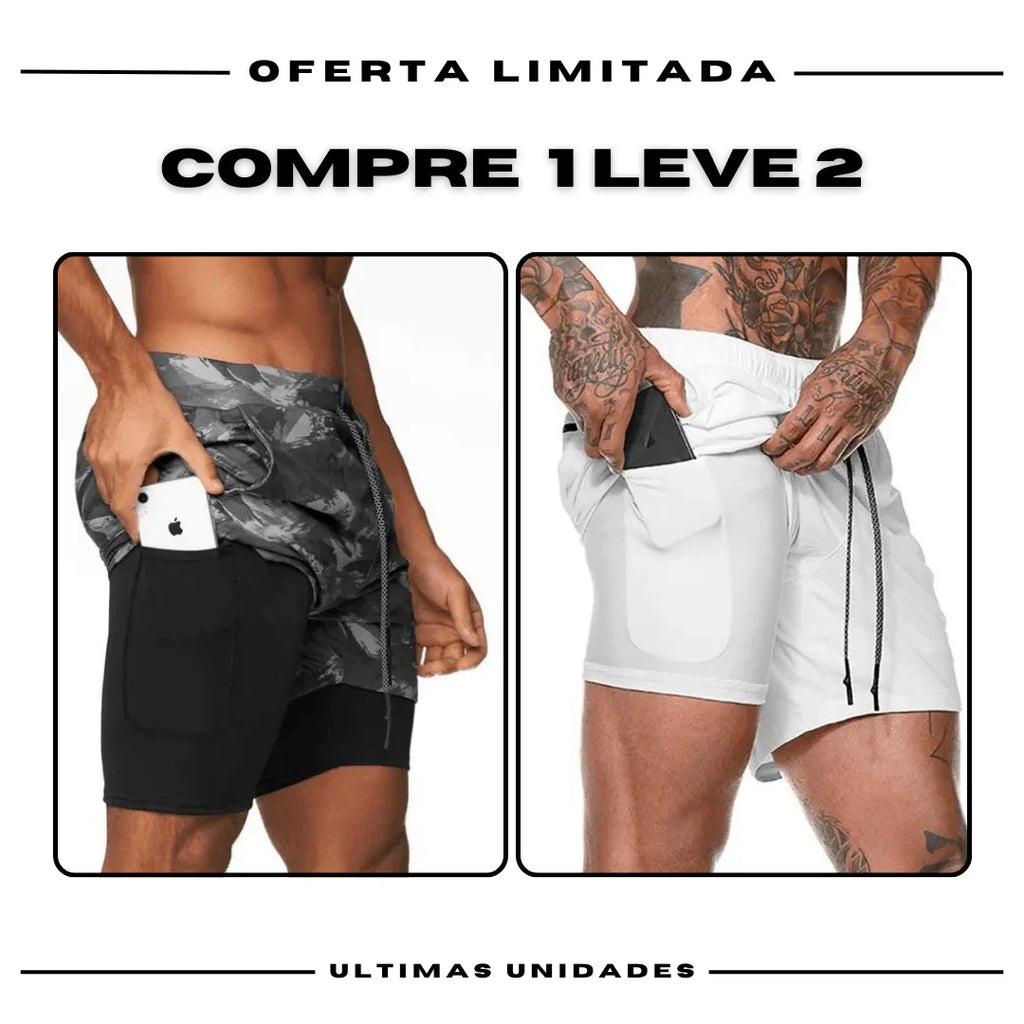 Shorts Comfort-Fit de Compressão - COMPRE 1 LEVE 2 -
