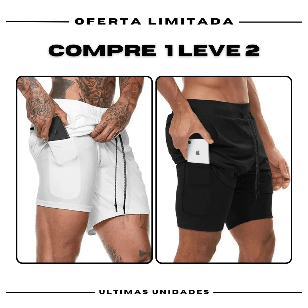 Shorts Comfort-Fit de Compressão - COMPRE 1 LEVE 2