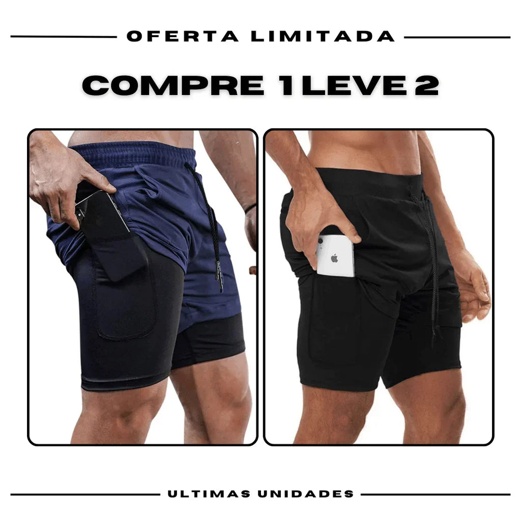 Shorts Comfort-Fit de Compressão - COMPRE 1 LEVE 2
