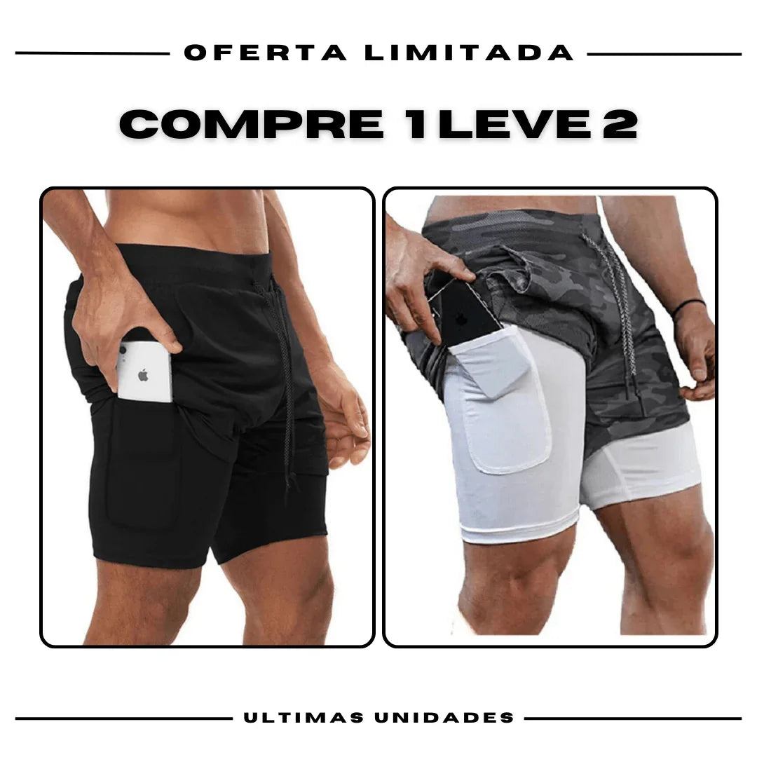 Shorts Comfort-Fit de Compressão - COMPRE 1 LEVE 2 -