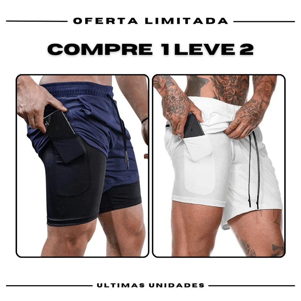 Shorts Comfort-Fit de Compressão - COMPRE 1 LEVE 2