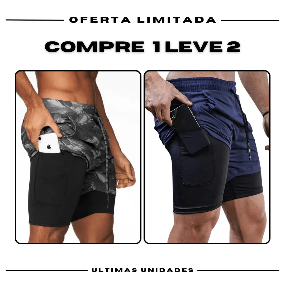 Shorts Comfort-Fit de Compressão - COMPRE 1 LEVE 2 -