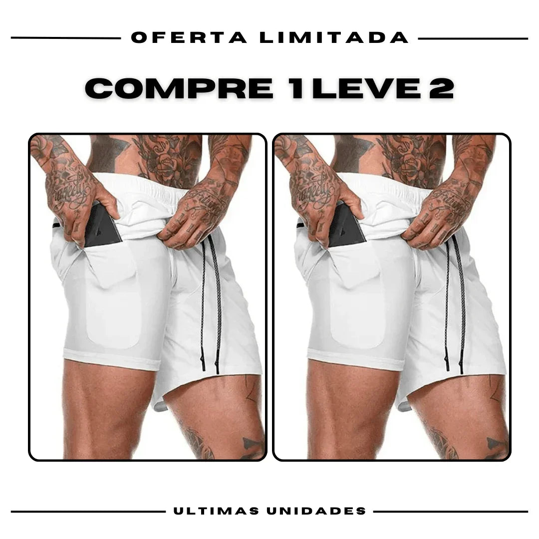 Shorts Comfort-Fit de Compressão - COMPRE 1 LEVE 2