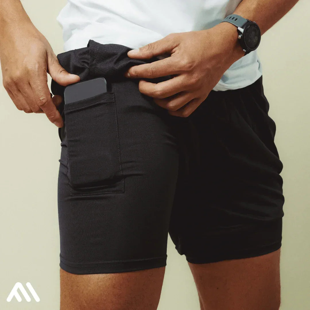 Shorts Comfort-Fit de Compressão - COMPRE 1 LEVE 2
