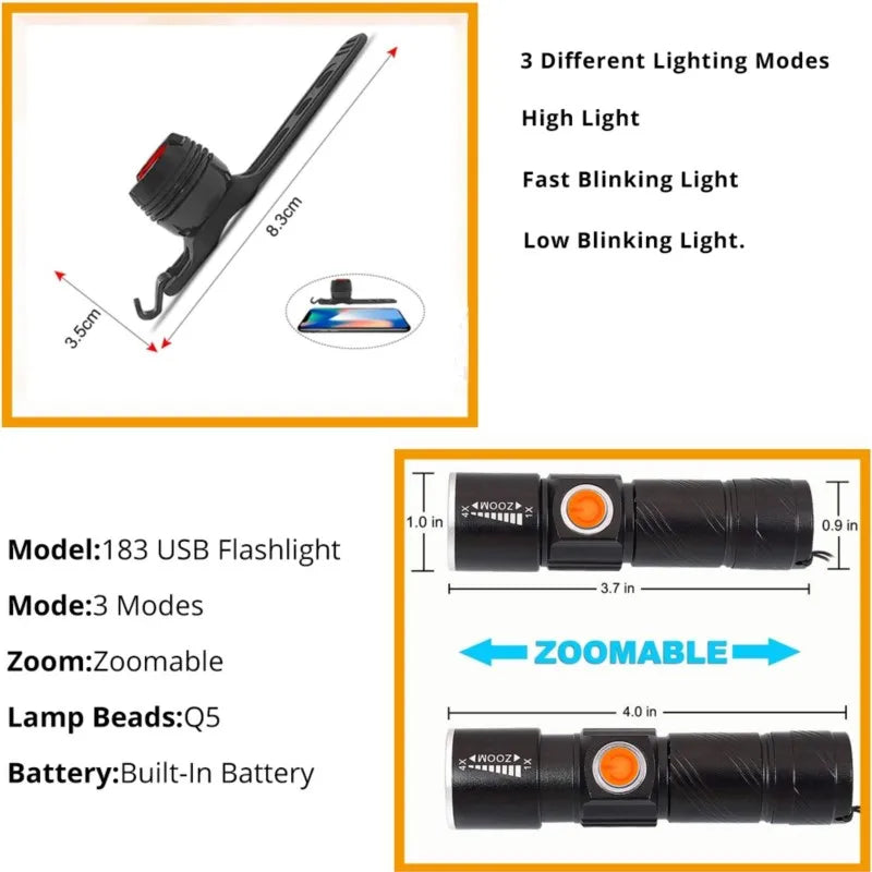 Lanterna PrimeLed 3 em 1 - Farol, Luz Traseira e Frontal