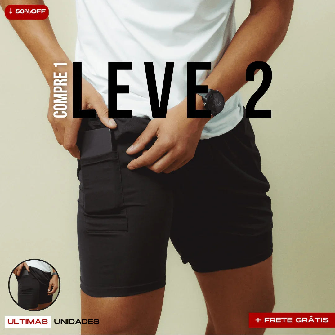 Shorts Comfort-Fit de Compressão - COMPRE 1 LEVE 2
