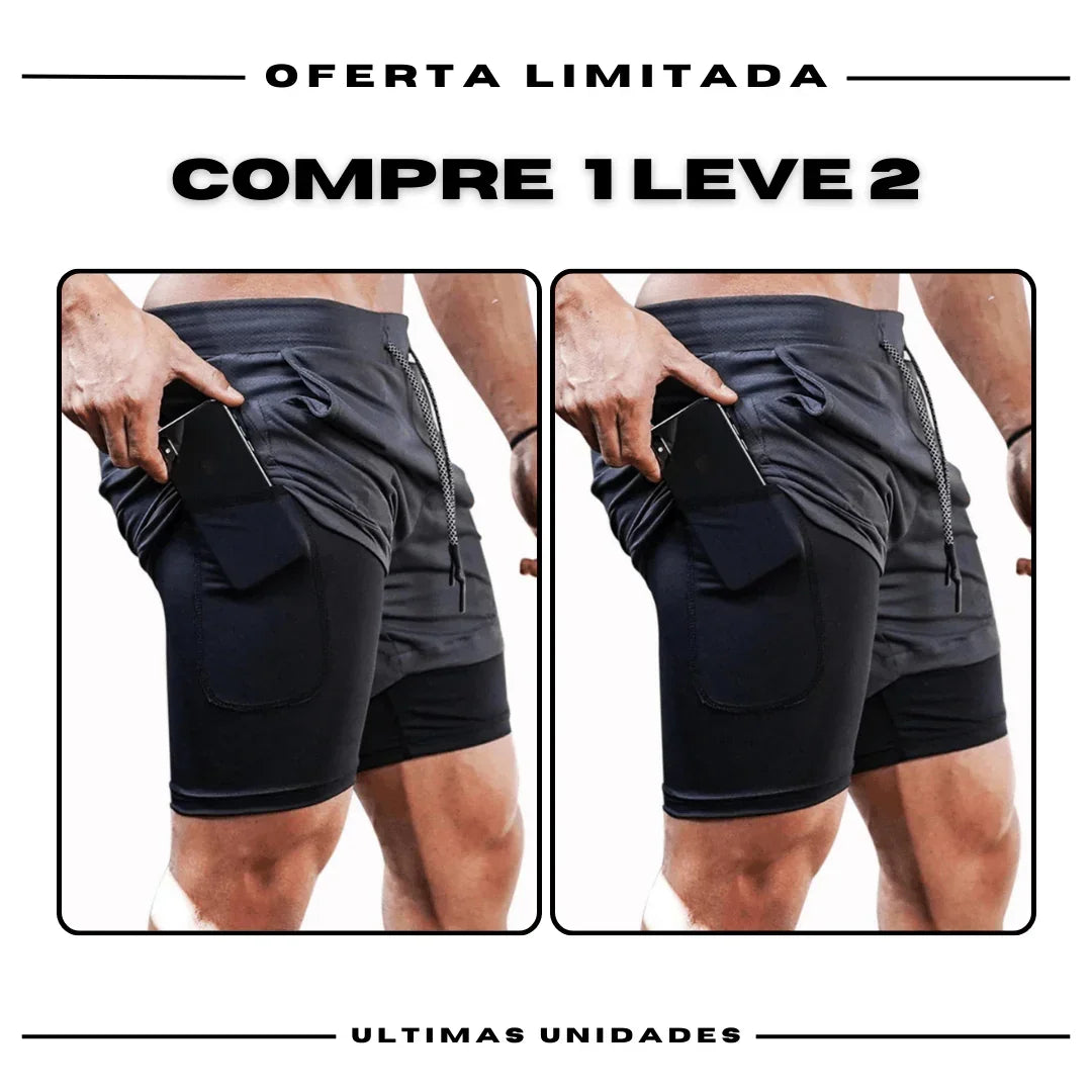 Shorts Comfort-Fit de Compressão - COMPRE 1 LEVE 2