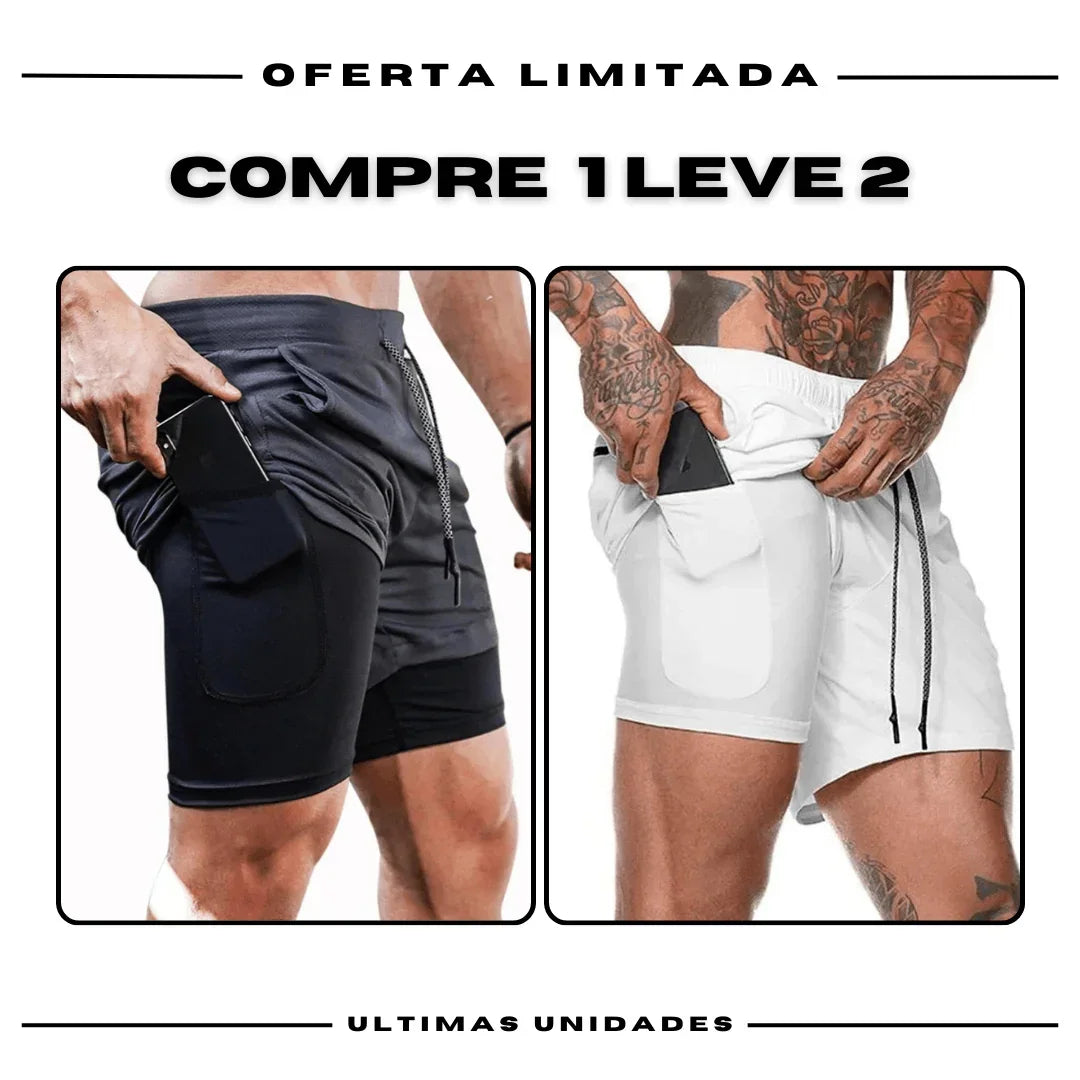 Shorts Comfort-Fit de Compressão - COMPRE 1 LEVE 2