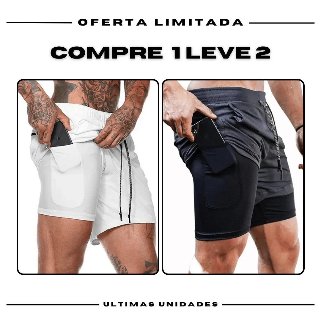 Shorts Comfort-Fit de Compressão - COMPRE 1 LEVE 2